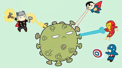 Cele mai amuzante caricaturi: supereroi în carantină. Superman dezinfectează orașul, Batman e la închisoare