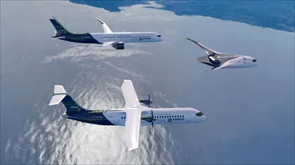 Airbus dezvăluie trei modele de avioane alimentate cu hidrogen