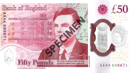Noua bancnotă de 50 de lire sterline din Marea Britanie îl sărbătorește pe Alan Turing