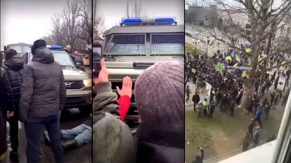 Imagini emoționante din Herson. Oamenii au oprit cu mâinile goale convoiul armatei din Federația Rusă