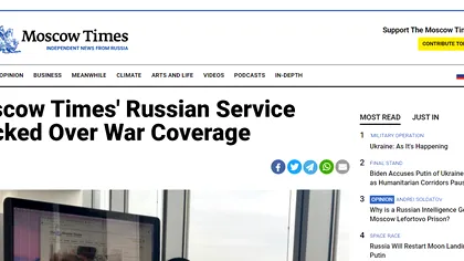Rusia blochează site-ul publicației independente The Moscow Times