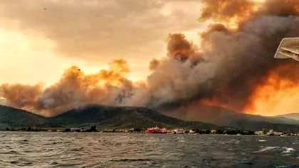 Incendii puternice în insula Thassos din Grecia. Sute de pompieri intervin, ordin de evacuare pentru populație