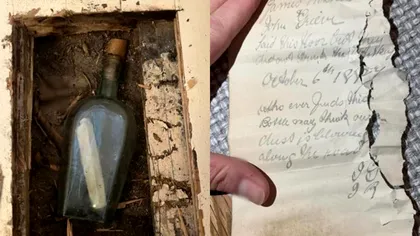 Mesaj vechi de 135 de ani găsit în podeaua unei case. Ce scria în biletul lăsat într-o sticlă și cui îi era adresat
