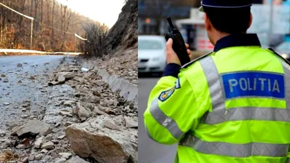 Trafic blocat de căderi de pietre de pe versanți, în apropierea unei stațiuni. Rută alternativă pentru șoferi 