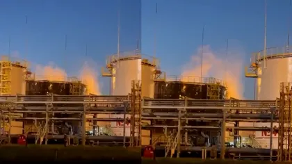 Incendiu puternic la un depozit de combustibil din sudul Rusiei, după un atac cu dronă. Video