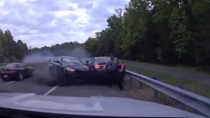 „Este pur și simplu un miracol”. Un polițist rutier, cât pe ce să fie lovit mortal de o mașină scăpată de sub control. Video