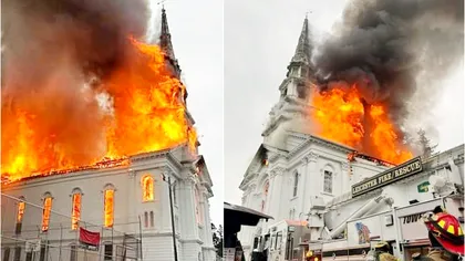 Incendiu uriaș la o biserică veche de 280 de ani. Ce l-ar fi provocat. Video