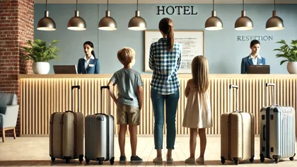 O familie s-a mutat într-un hotel, pentru că e mai ieftin decât chiria. „Avem totul pe tavă, la propriu”