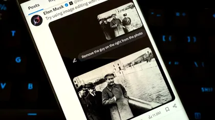 Elon Musk promovează Grok cu o poză falsificată de Stalin, iar utilizatorii s-au apucat să-l „șteargă” și pe el din pozele cu Trump