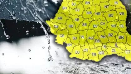 Alertă ANM de fenomene meteo extreme. Cod galben de furtuni puternice și grindină. Județele vizate