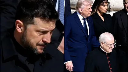 Zelenski s-a întâlnit cu Trump la Roma, la funeraliile Papei Francisc. Preşedintele ucrainean a renunţat la ţinuta obişnuită: 