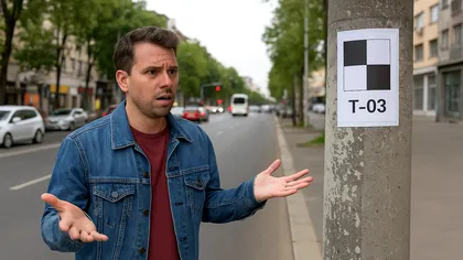 Semnul ciudat care a împânzit străzile Bucureştiului şi Ilfovului. Ce înseamnă pătratele negre şi inscripţia T-03?