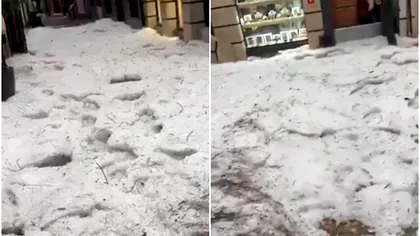 Oraș din Spania acoperit de gheață în plină vară. Grindină cât o minge de golf a făcut ravagii