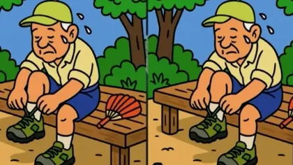 Există 3 diferenţe între imaginile cu bătrânul care se leagă la şireturi. Le poţi găsi în mai puţin de 15 secunde?