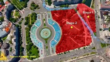 Descoperire arheologică la Planşeul Unirii: urme de construcții vechi depistate în timpul lucrărilor. Zona este securizată pentru expertize VIDEO