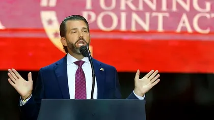 Fiul lui Dond Trump și-a imitat tatăl pe scena comemorativă Kirk. Cum a reacționat președintele