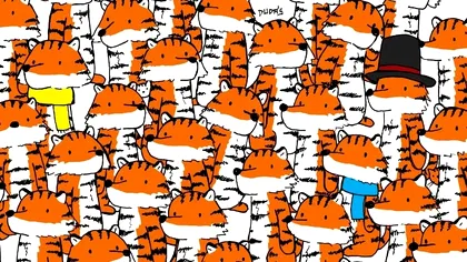 Test de perspicacitate viral. Poţi vedea repede cele patru pisici ascunse printre tigri?