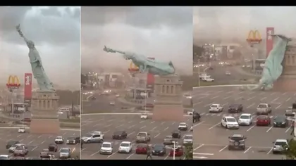 Video. Momentul în care Statuia Libertății din Brazilia s-a prăbușit din cauza vântului extrem. Construcţia avea 24 de metri înălţime