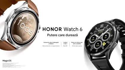 HONOR Watch 6 ajunge în România. Smartwatch-ul promite autonomie de până la 35 de zile și peste 120 de moduri sportive
