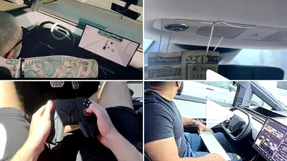 Șoferii Tesla se filmează dormind și jucându-se la volan cu FSD activ: fenomenul viral care poate transforma autonomia într-un pericol