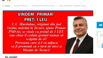 Primarul scos la vânzare pe OLX de către „un tecucean ţepuit de PSD”