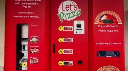 Automat de pizza și pe străzile din România. Te servește în două minute și jumătate