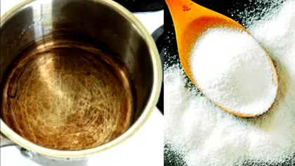 Așa scapi cu bicarbonat de sodiu de petele de arsură de pe tigăile de inox. Truc simplu și rapid