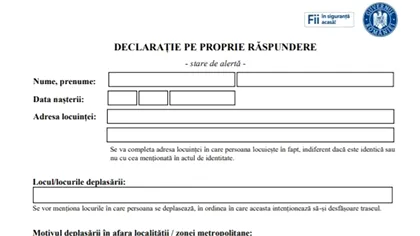 Cum arată noua declarație pe propria răspundere. Este valabilă pe perioada stării de alertă și toți cetățenii trebuie să o completeze. Descarc-o acum!