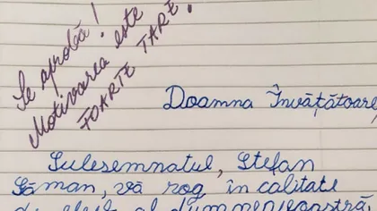 Un elev a devenit celebru după ce a reușit să scape de tema pentru weekend. Ce mesaj i-a scris învățătoarei: 