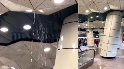 Incident șocant la metroul din Drumul Taberei. Ce a început să cadă din tavan în stația Eroilor 2 VIDEO