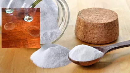 A pus bicarbonat pe mobilă și l-a lăsat câteva minute. E uluitor ce s-a întâmplat când a șters cu cârpa