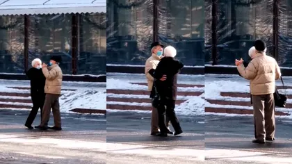 Video impresionant. Doi bătrânei, surprinși cum dansează în plină pandemie pe o stradă din Piatra Neamț