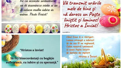 Felicitări în imagini de Paște. Colaje FOTO cu mesajul ”Hristos a înviat!” pe care să le trimiți pe Whatsapp sau Messenger