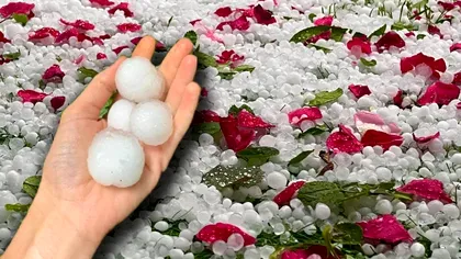 Grindină cât oul de prepeliță în România. Ce zonă a fost asaltată de gheață în câteva minute VIDEO