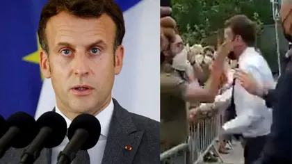 Reacția lui Emmanuel Macron după ce a fost pălmuit de un protestatar. Ce a spus președintele Franței VIDEO