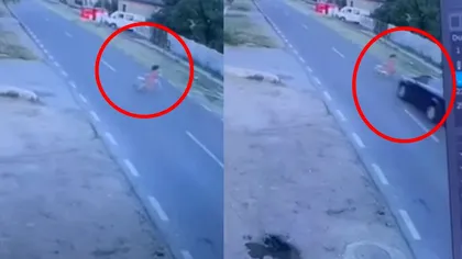 Fetiță de 7 ani, spulberată de pe bicicletă în Dolj. Micuța a fost lăsată să moară, în timp ce șoferul teribilist a fugit de la fața locului. Video
