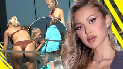 Iubita lui Ciprian Marica, apariție incendiară la piscină. Cum a fost surprinsă, alături de cei doi copii FOTO EXCLUSIV