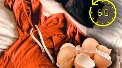 A pus coji de ouă pe haine și a descoperit un truc fantastic. Ce s-a întâmplat după nici 60 de minute