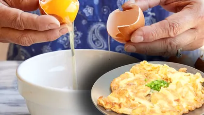 Trucul genial al bunicii pentru omleta pufoasă. Ingredientul care face diferența