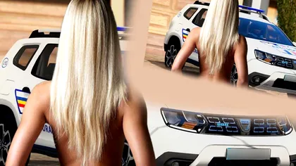 Vedeta din România care s-a dezbrăcat lângă o mașină de poliție. Imaginile sunt virale pe TikTok