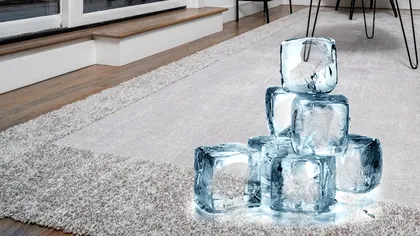 A pus mai multe cuburi de gheaţă peste covor şi a descoperit trucul anului. Vei proceda şi tu aşa