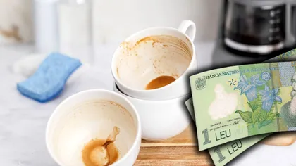 Produsul de 2 lei care curăță petele de cafea de pe căni. Totul durează doar 15 minute