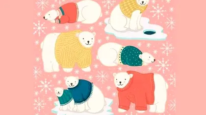 Testul perfect pentru începutul iernii. Doar cei cu mintea ageră pot găsi peştele ascuns printre urşii polari