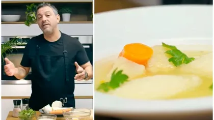 Ce pune Chef Sorin Bontea în supa de găluște pentru un gust deosebit. Secretul celebrului bucătar VIDEO