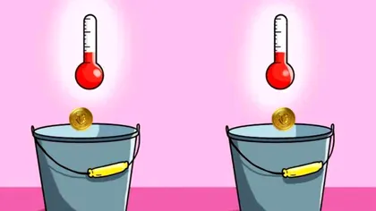 Test inedit de inteligenţă. Care monedă va ajunge prima pe fundul găleţii? Trebuie să fii atent la un singur detaliu