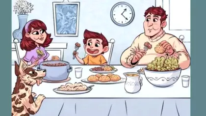Iluzia optică de la prânz. Toți văd familia și câinele de la masă, dar unde sunt cele două fețe ‘ascunse’?