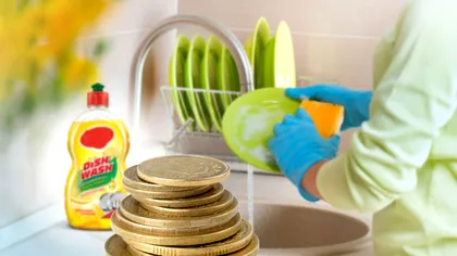 Nu mai cheltui bani pe detergenți scumpi de vase. Cumpără-l pe cel mai ieftin și transformă-l cu un singur ingredient