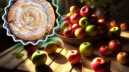 Învârtită cu mere, rețeta bunicii de care nu poți să te saturi. Cât trebuie să stea la cuptor ca să iasă rumenă și crocantă