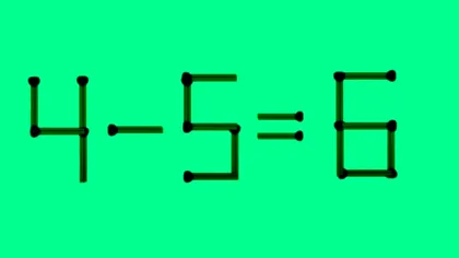 4-5=6 este o ecuație greșită, însă o poți corecta mutând un singur chibrit. Elevii de clasa a II-a au rezolvat acest test în 7 secunde