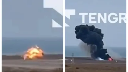 VIDEO: Firul prăbușirii avionului din Kazahstan. Momentul exact în care aeronava a explodat, un trecător a filmat totul